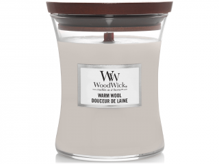 WoodWick – svíčka Warm Wool (Hřejivá vlna) Velikost: střední 275 g