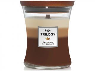 WoodWick – Trilogy svíčka Café Sweets (Dezert v kavárně) Velikost: střední 275 g