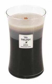 WoodWick – Trilogy vonná svíčka Warm Woods (Hřejivé dřevo), 609 g