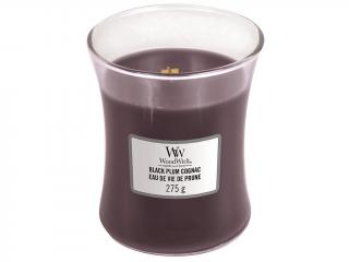 WoodWick – vonná svíčka Black Plum Cognac (Koňak z černých švestek), 275 g