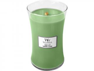 WoodWick – vonná svíčka Hemp & Ivy (Konopí a břečťan), 609 g