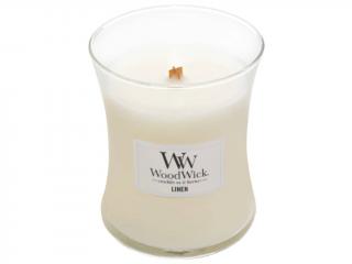 WoodWick – vonná svíčka Linen (Čistý len), 275 g