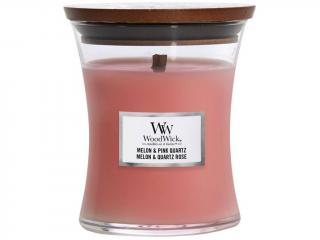 WoodWick – vonná svíčka Melon & Pink Quartz (Meloun a růžový křemen), 275 g