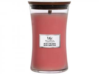WoodWick – vonná svíčka Melon & Pink Quartz (Meloun a růžový křemen), 609 g