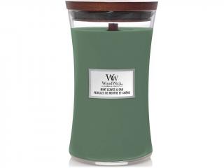 WoodWick – vonná svíčka Mint Leaves & Oak (Mátové lístky a dub), 609 g