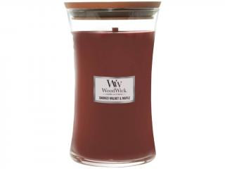 WoodWick – vonná svíčka Smoked Walnut & Maple (Pečené vlašské ořechy a javorový sirup), 609 g