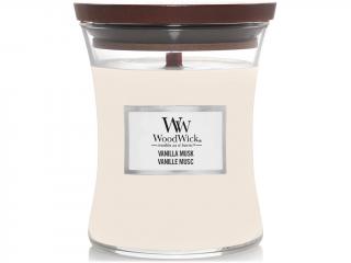 WoodWick – vonná svíčka Vanilla Musk (Vanilkové pižmo) Velikost: střední 275 g