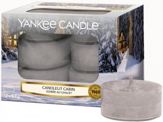 Yankee Candle – čajové svíčky Candlelit Cabin (Chata ozářená svíčkou), 12 ks