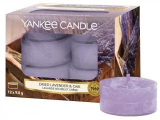 Yankee Candle – čajové svíčky Dried Lavender & Oak (Sušená levandule a dub), 12 ks