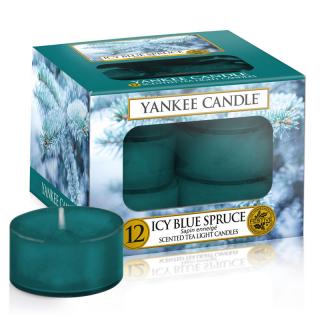 Yankee Candle – čajové svíčky Icy Blue Spruce (Ojíněný modrý smrk), 12 ks