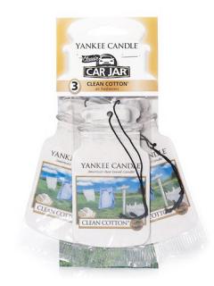 Yankee Candle – Car Jar sada papírových visaček Clean Cotton, 3 ks