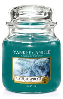 Yankee Candle – Classic vonná svíčka Icy Blue Spruce (Ojíněný modrý smrk), 411 g