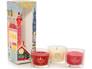 Yankee Candle – dárková sada 3 votivní svíčky ve skle Passport to the Holidays