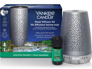 Yankee Candle – sada elektrický difuzér pro klidný spánek stříbrný, náplň Peaceful Dreams (Pokojné sny) 14 ml