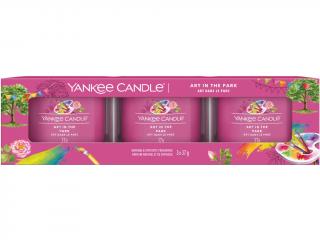 Yankee Candle – sada votivní svíčky ve skle Art in the Park (Umění v parku), 3 x 37 g