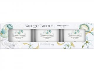 Yankee Candle – sada votivní svíčky ve skle Baby Powder (Dětský pudr), 3 x 37 g