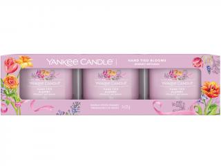 Yankee Candle – sada votivní svíčky ve skle Hand Tied Blooms (Ručně vázané květiny), 3 x 37 g