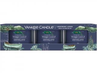 Yankee Candle – sada votivní svíčky ve skle Lakefront Lodge (Chata u jezera), 3 x 37 g