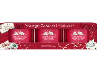 Yankee Candle – sada votivní svíčky ve skle Letters to Santa (Vánoční dopisy), 3 x 37 g
