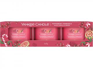 Yankee Candle – sada votivní svíčky ve skle Peppermint Pinwheels (Mátové sušenky), 3 x 37 g