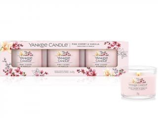 Yankee Candle – sada votivní svíčky ve skle Pink Cherry & Vanilla (Růžové třešně a vanilka), 3 x 37 g