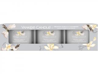 Yankee Candle – sada votivní svíčky ve skle Smoked Vanilla & Cashmere (Kouřová vanilka a kašmír), 3 x 37 g