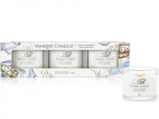 Yankee Candle – sada votivní svíčky ve skle Soft Blanket (Jemná přikrývka), 3 x 37 g