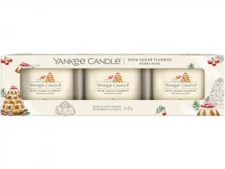 Yankee Candle – sada votivní svíčky ve skle Spun Sugar Flurries (Vířící závěje cukru), 3 x 37 g