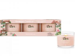 Yankee Candle – sada votivní svíčky ve skle Tranquil Garden (Tichá zahrada), 3 x 37 g