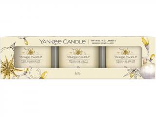 Yankee Candle – sada votivní svíčky ve skle Twinkling Lights (Zářící světýlka), 3 x 37 g