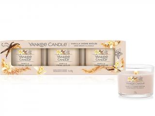 Yankee Candle – sada votivní svíčky ve skle Vanilla Creme Brulee (Vanilkový krém), 3 x 37 g