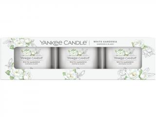 Yankee Candle – sada votivní svíčky ve skle White Gardenia (Bílá gardénie), 3 x 37 g