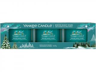 Yankee Candle – sada votivní svíčky ve skle Winter Night Stars (Hvězdy zimní noci), 3 x 37 g