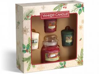 Yankee Candle – vánoční dárková sada 1 ks vonná svíčka Classic a 3 ks votivní svíčky