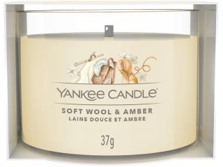 Yankee Candle –  votivní svíčka ve skle Soft Wool & Amber (Jemná vlna a ambra), 37 g