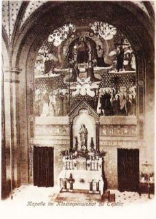 Interiér kaple bývalého kláštera Boromejek v Teplicích (Reedice pohlednice asi z roku 1930)