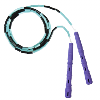 Švihadlo Katana Rope 3v1 s korálky - Švihej.cz Barva rukojeti: Fialová, Barva korálků: Černá/mint