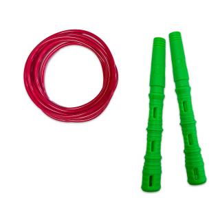 Švihadlo Katana Rope 3v1 s PVC - Švihej.cz Průměr lanka: 4mm (ženy, děti), Barva lanka: Červená, Barva rukojeti: Zelená