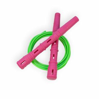 Švihadlo Katana Rope 3v1 s PVC - Švihej.cz Průměr lanka: 4mm (ženy, děti), Barva lanka: Neonově zelená, Barva rukojeti: Růžová