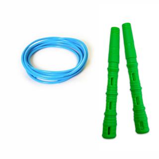 Švihadlo Katana Rope 3v1 s PVC - Švihej.cz Průměr lanka: 4mm (ženy, děti), Barva lanka: Světle modrá, Barva rukojeti: Zelená