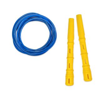 Švihadlo Katana Rope 3v1 s PVC - Švihej.cz Průměr lanka: 4mm (ženy, děti), Barva lanka: Tmavě modrá, Barva rukojeti: Žlutá