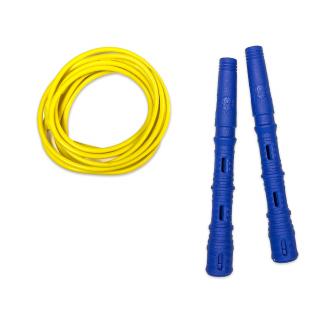 Švihadlo Katana Rope 3v1 s PVC - Švihej.cz Průměr lanka: 4mm (ženy, děti), Barva lanka: Žlutá, Barva rukojeti: Modrá