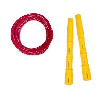 Švihadlo Katana Rope 3v1 s PVC - Švihej.cz Průměr lanka: 5mm (muži), Barva lanka: Červená, Barva rukojeti: Žlutá