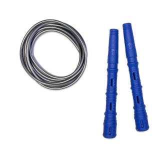 Švihadlo Katana Rope 3v1 s PVC - Švihej.cz Průměr lanka: 5mm (muži), Barva lanka: Stříbrná, Barva rukojeti: Modrá