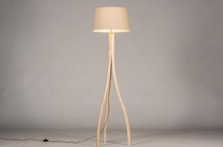 Stojací designová lampa Arbon Taupe and Natur Wood (LMD)