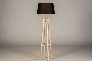 Stojací designová lampa Paola Black and Natur Wood (LMD)