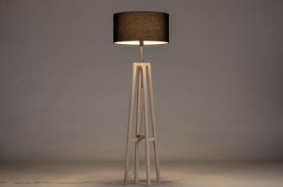 Stojací designová lampa Paola Black Maison and Natur Wood (LMD)