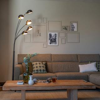 Stojací retro oblouková lampa Signum Black (LMD)