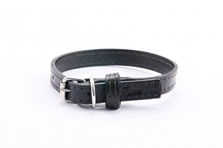 Kožený obojek STUBBY mini | černý Šířka: 1,4 cm, Obvod krku: 24 - 29 cm