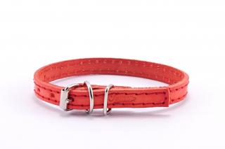 Kožený obojek STUBBY mini | červený Šířka: 1 cm, Obvod krku: 21 - 26 cm